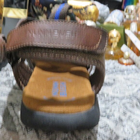 Nunn Bush Brown Leather Rio Grande Fisherman Toe Velcro closure Sandals Sz 13 M - Picture 6 of 15